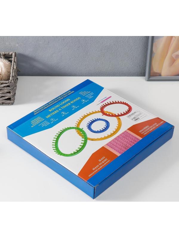 Набор устройств для вязания 4 шт d=9 см, 19 см, 24 см, длинный 24 см, крючок, игла