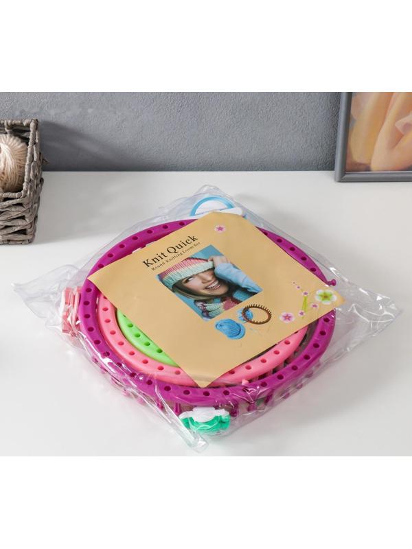 Набор устройств для вязания 4 шт d=13, 18, 23 и 28 см+4 инструмента д/изготовления помпонов   741258