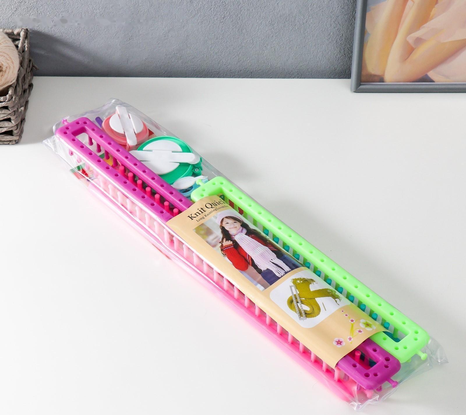 Набор устройств для вязания 4 шт 24х5, 34,5х5, 45х5, 55х5см+4 инстр. д/изготовления помпонов   74125