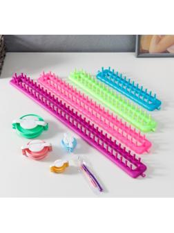 Набор устройств для вязания 4 шт 24х5, 34,5х5, 45х5, 55х5см+4 инстр. д/изготовления помпонов   74125