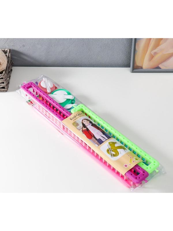 Набор устройств для вязания 4 шт 24х5, 34,5х5, 45х5, 55х5см+4 инстр. д/изготовления помпонов   74125