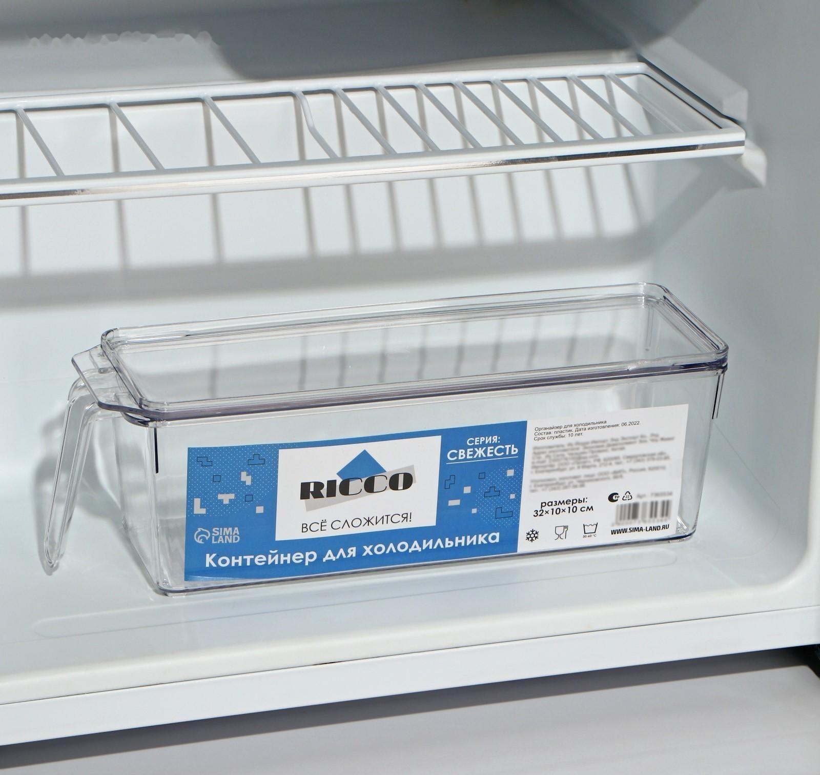 Контейнер для холодильника с крышкой и ручкой, 32×10×10 см
