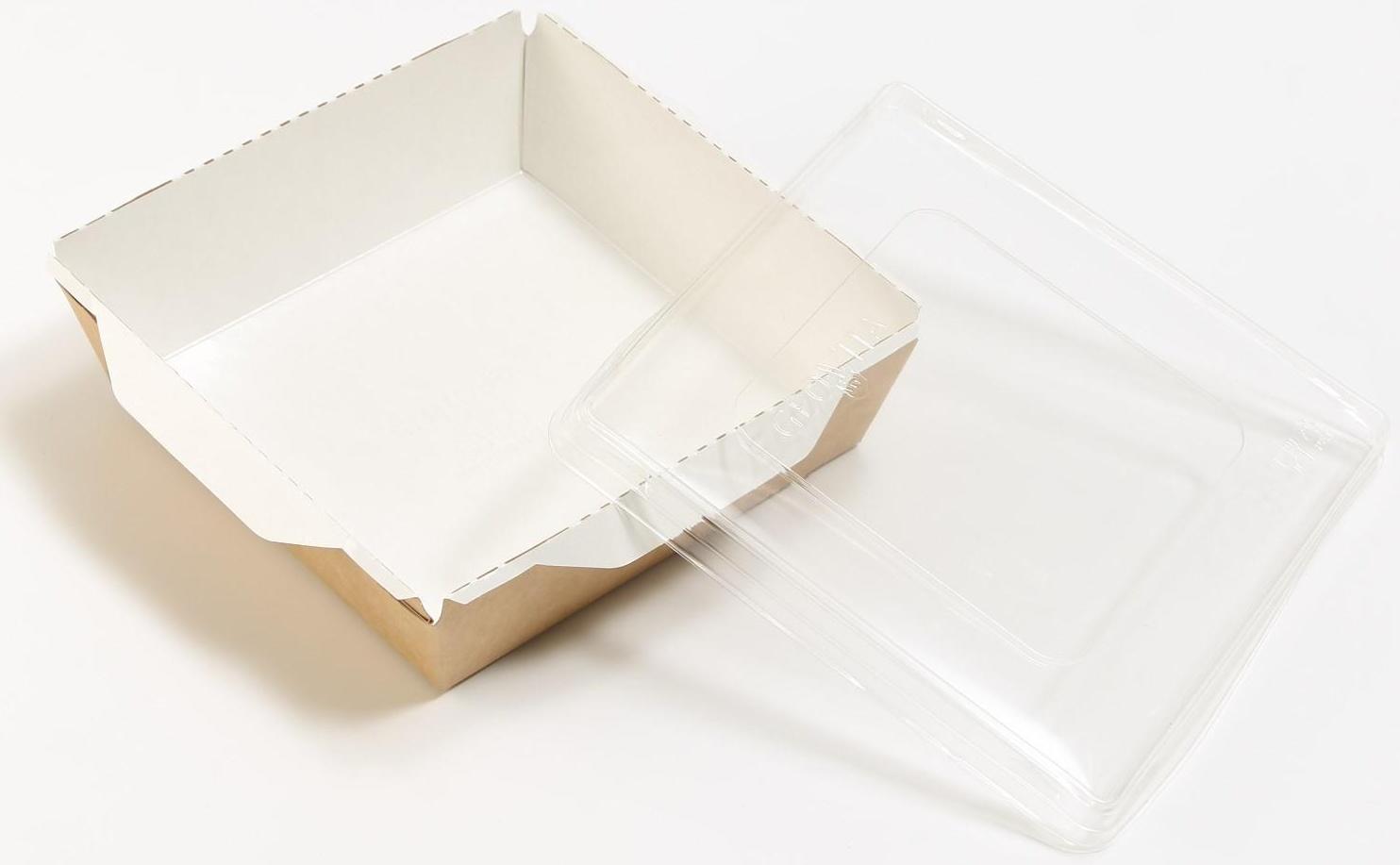 Контейнер с прозрачной крышкой, крафт, 0,9 л, 15 х 15 х 5 см