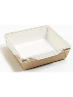 Контейнер с прозрачной крышкой, крафт, 0,9 л, 15 х 15 х 5 см