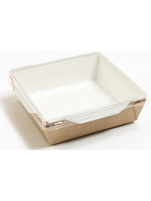 Контейнер с прозрачной крышкой, крафт, 0,9 л, 15 х 15 х 5 см