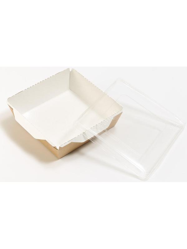 Контейнер с прозрачной крышкой, крафт, 0,9 л, 15 х 15 х 5 см