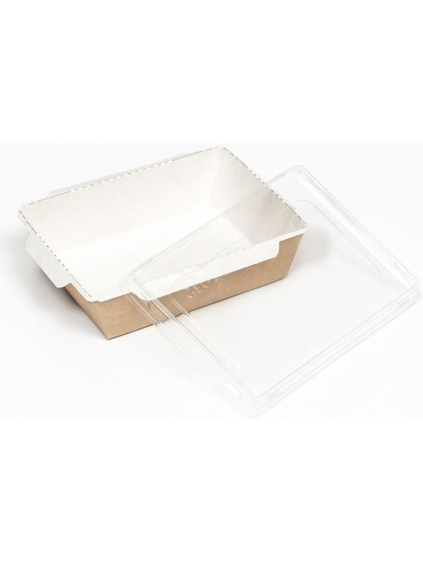 Контейнер с плоской крышкой, крафт, 0,5 л, 16 х 12 х 4,5 см