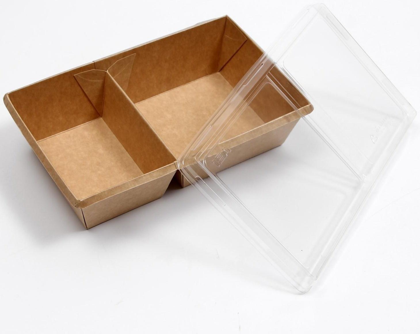 Салатник двухсекционный, крафт, 20 х 12 х 5,5 см, 0,8 л