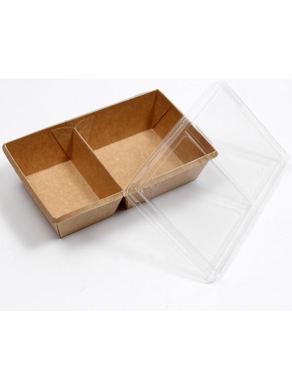 Салатник двухсекционный, крафт, 20 х 12 х 5,5 см, 0,8 л