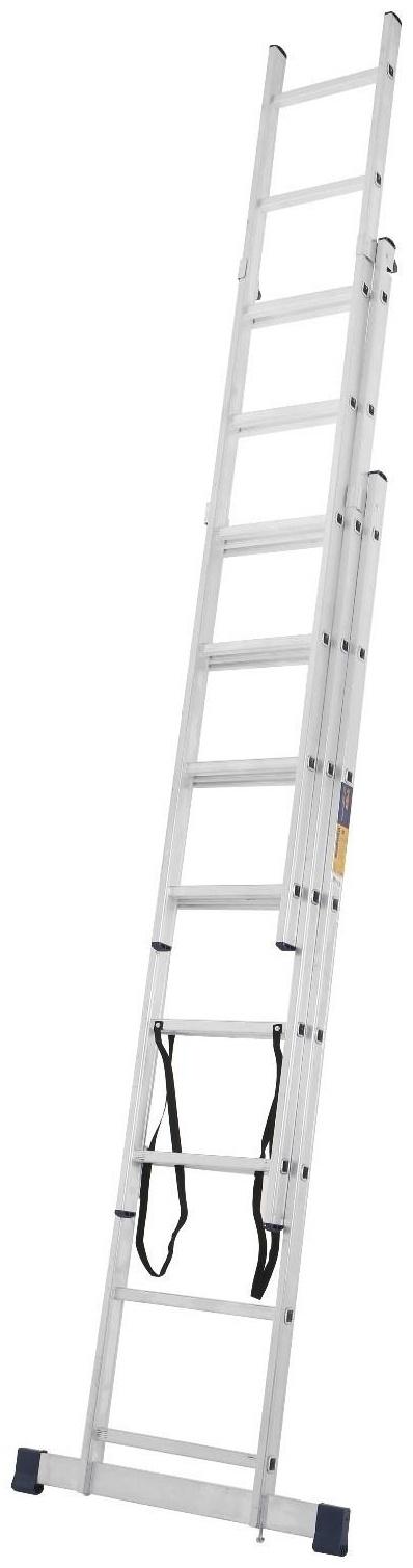 Лестница ТУНДРА, трехсекционная, алюминиевая, 8 ступеней
