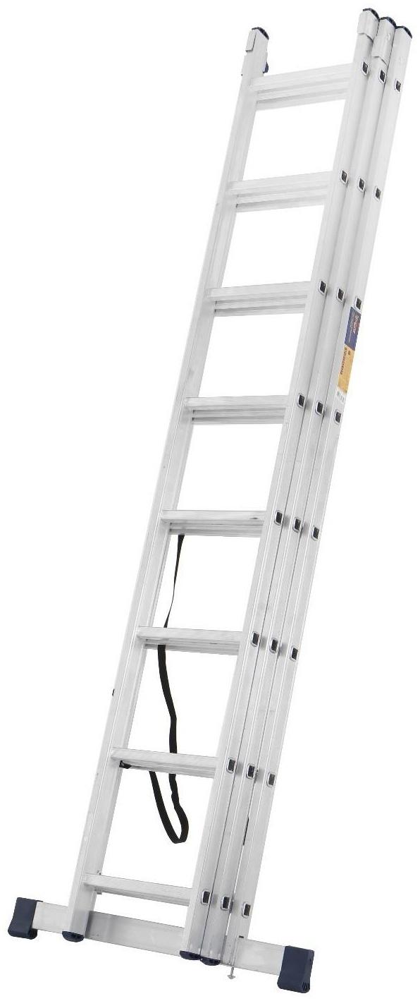 Лестница ТУНДРА, трехсекционная, алюминиевая, 8 ступеней