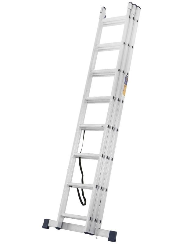 Лестница ТУНДРА, трехсекционная, алюминиевая, 8 ступеней
