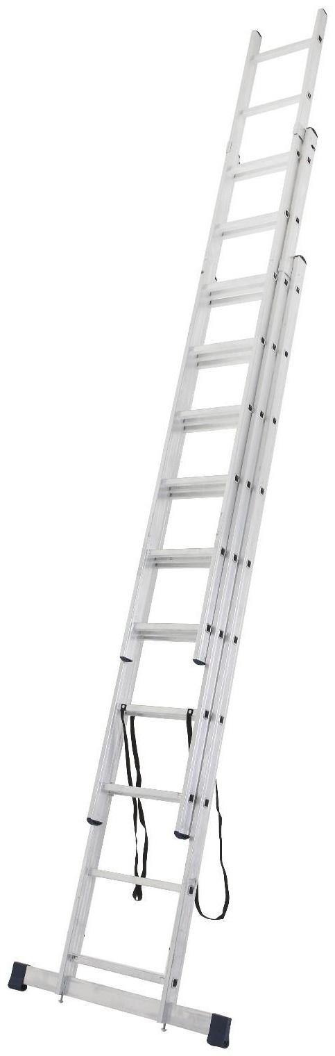 Лестница ТУНДРА, трехсекционная, алюминиевая, 10 ступеней