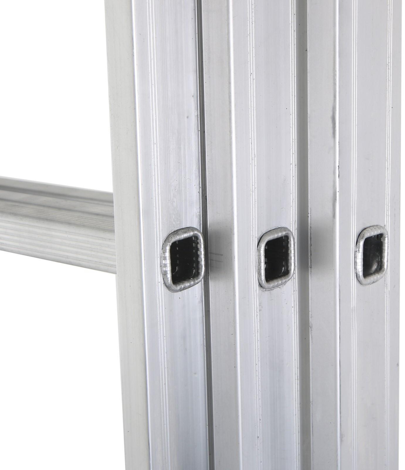 Лестница ТУНДРА, трехсекционная, алюминиевая, 10 ступеней