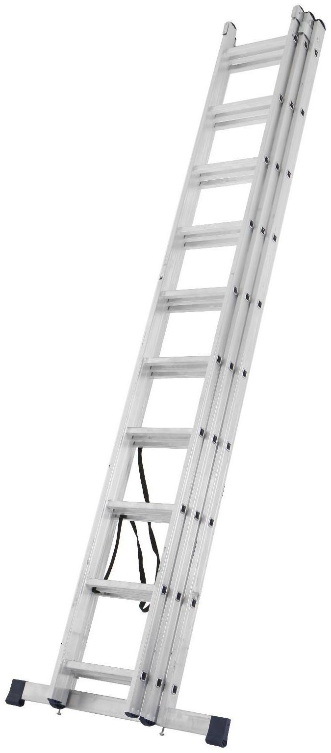 Лестница ТУНДРА, трехсекционная, алюминиевая, 10 ступеней