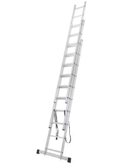 Лестница ТУНДРА, трехсекционная, алюминиевая, 10 ступеней