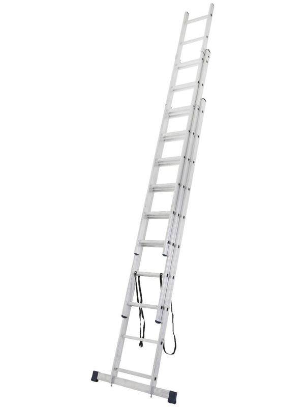 Лестница ТУНДРА, трехсекционная, алюминиевая, 10 ступеней