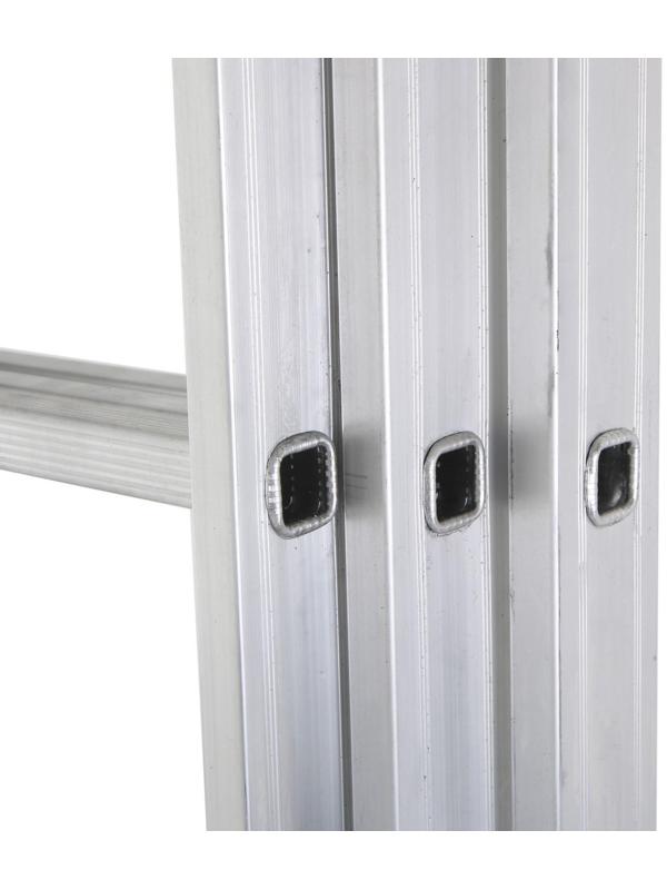 Лестница ТУНДРА, трехсекционная, алюминиевая, 10 ступеней