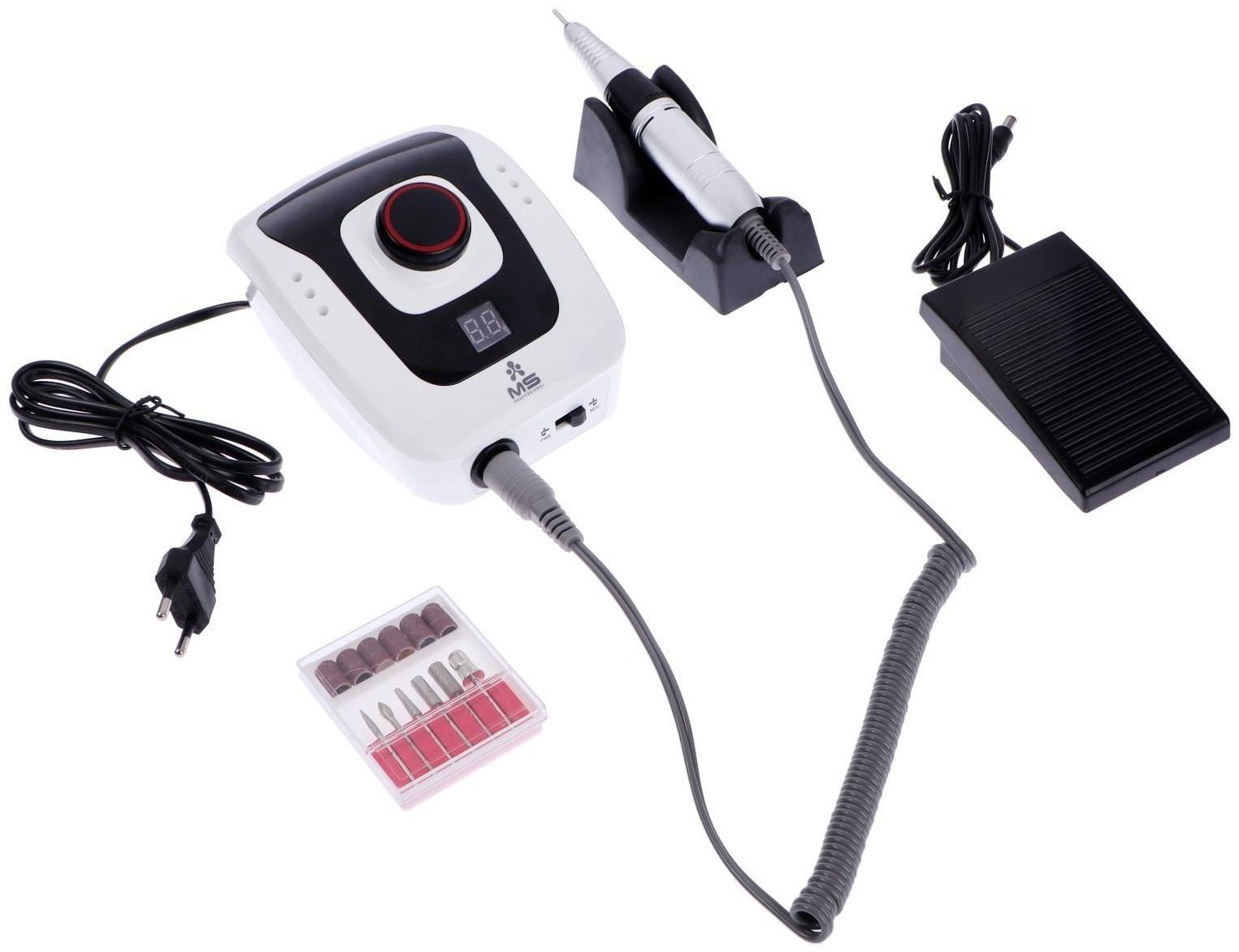 Аппарат для маникюра Luazon LMH-06, 6 насадок, 30 Вт, до 35000 об/мин, черно-белый