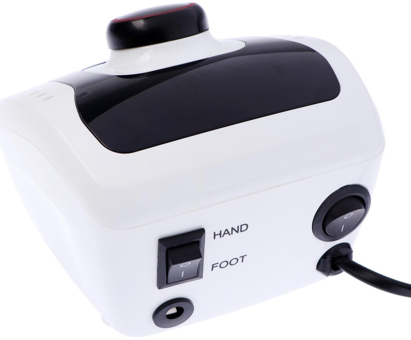 Аппарат для маникюра Luazon LMH-06, 6 насадок, 30 Вт, до 35000 об/мин, черно-белый