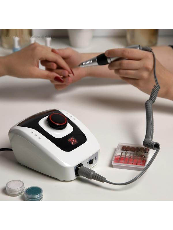 Аппарат для маникюра Luazon LMH-06, 6 насадок, 30 Вт, до 35000 об/мин, черно-белый