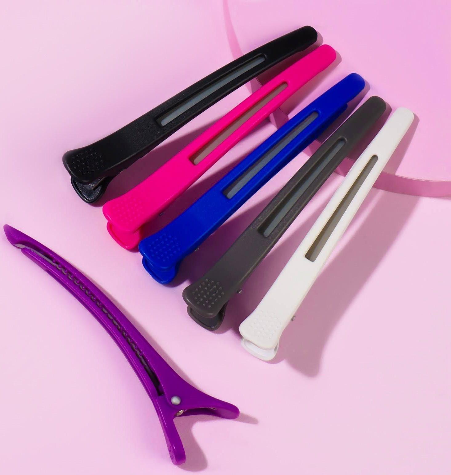 Набор зажимов для волос, с силиконовой лентой, 11 см, 6 шт, цвет МИКС