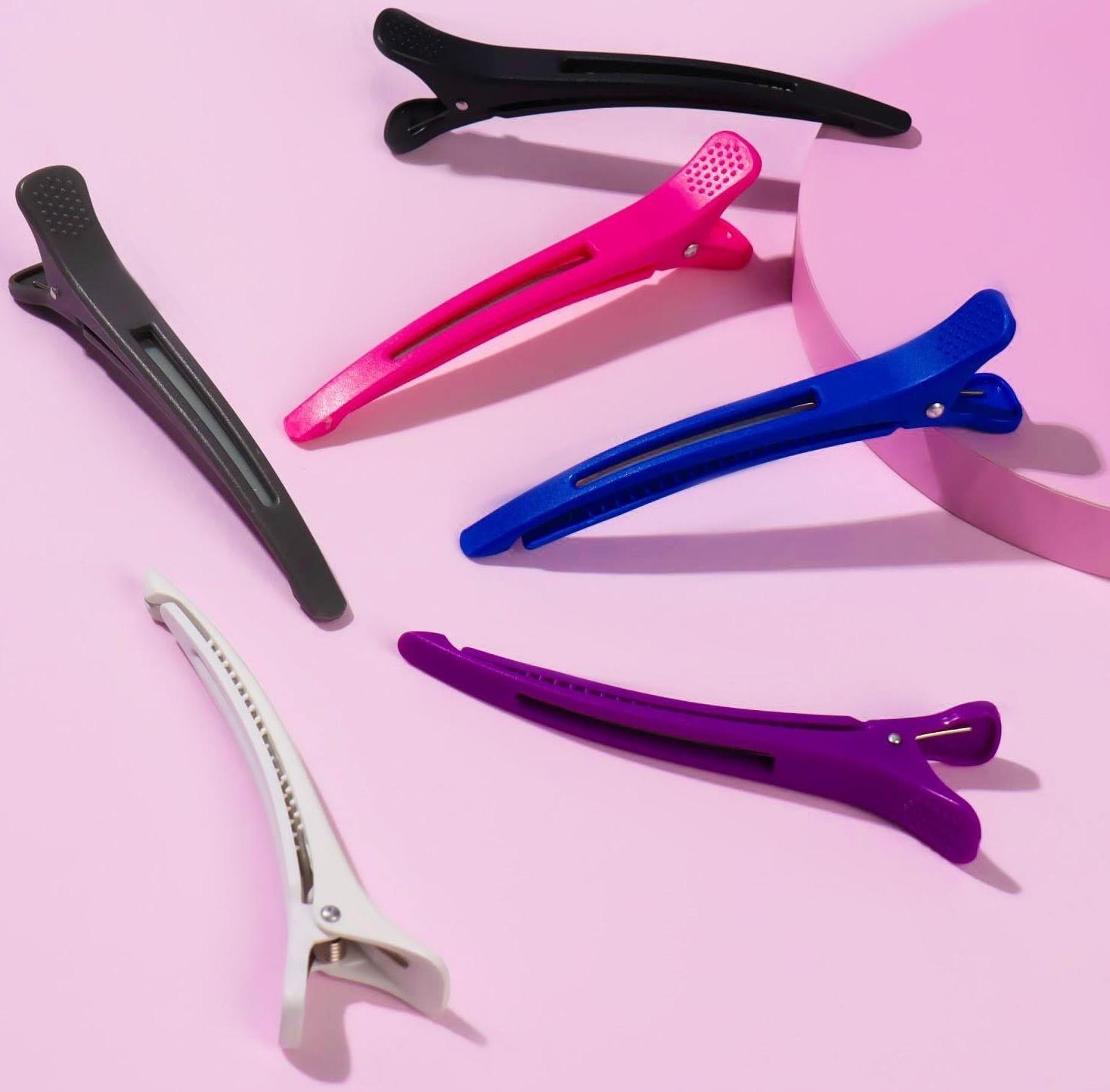 Набор зажимов для волос, с силиконовой лентой, 11 см, 6 шт, цвет МИКС