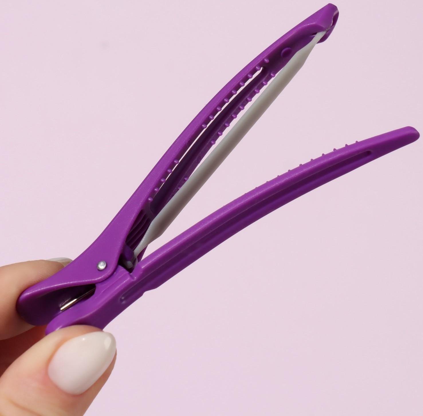 Набор зажимов для волос, с силиконовой лентой, 11 см, 6 шт, цвет МИКС