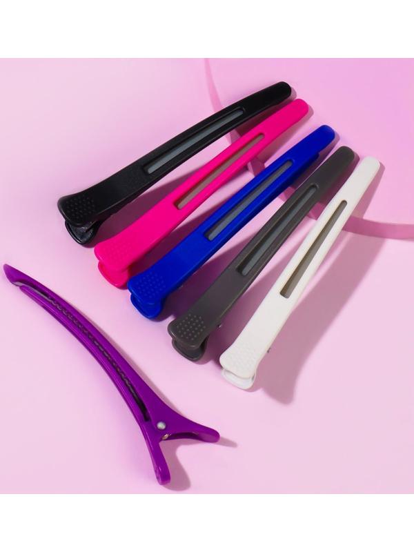 Набор зажимов для волос, с силиконовой лентой, 11 см, 6 шт, цвет МИКС