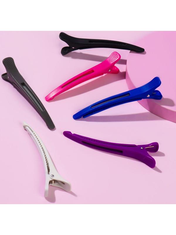 Набор зажимов для волос, с силиконовой лентой, 11 см, 6 шт, цвет МИКС