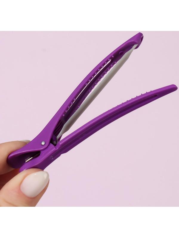 Набор зажимов для волос, с силиконовой лентой, 11 см, 6 шт, цвет МИКС