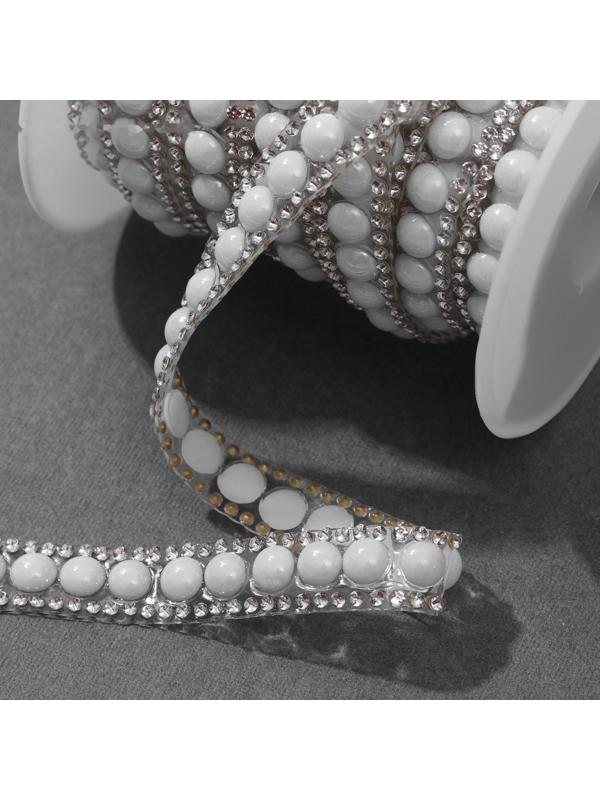 Стразы и бусины термоклеевые, ширина - 11 мм, 4,5 ± 0,5 м, цвет серебряный