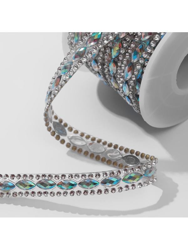 Стразы термоклеевые «Овалы», ширина - 9 мм, 4,5 ± 0,5 м, цвет серебряный