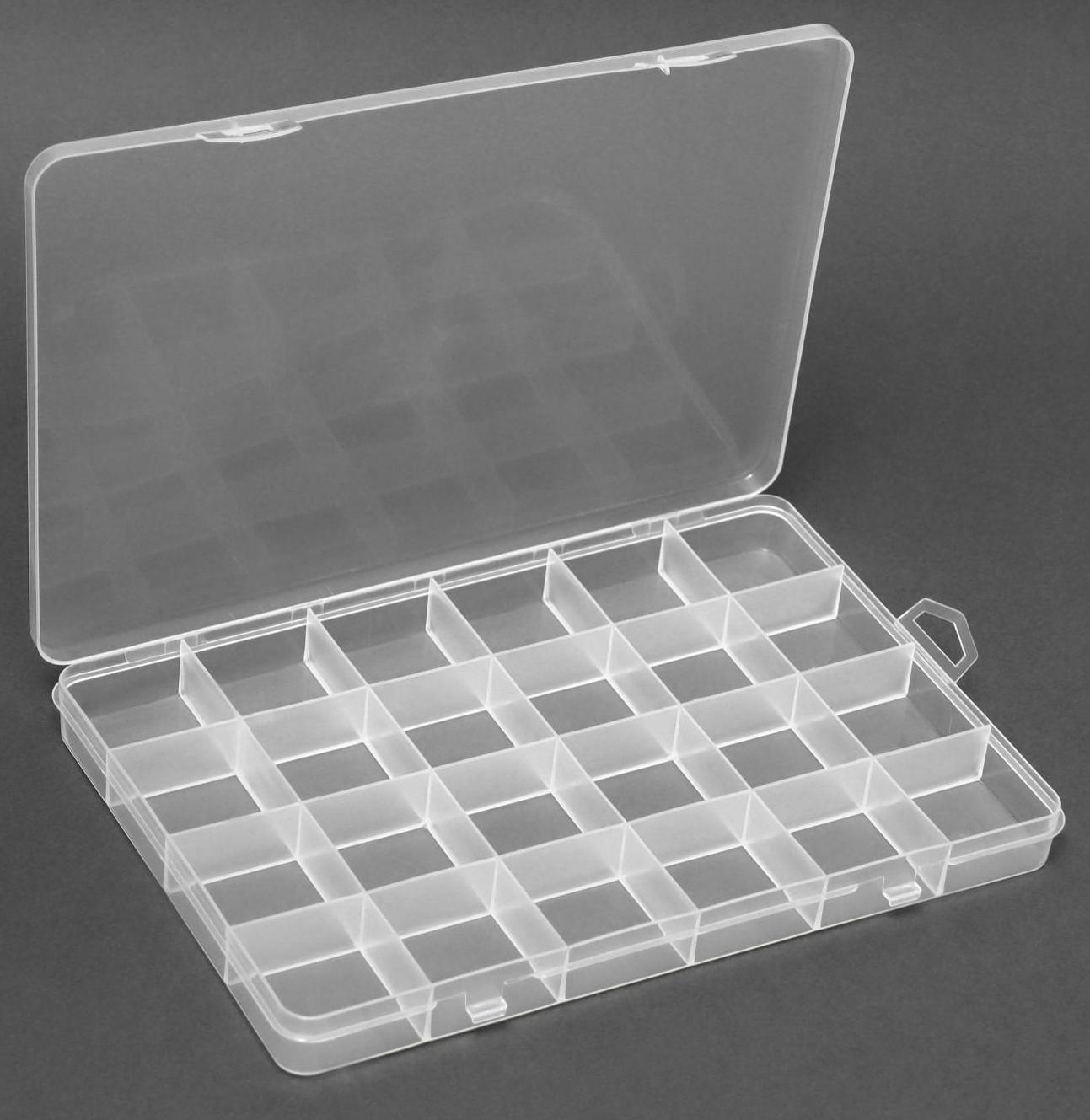 Контейнер для декора, 24 ячейки, 19 × 13 × 1,8 см, цвет прозрачный