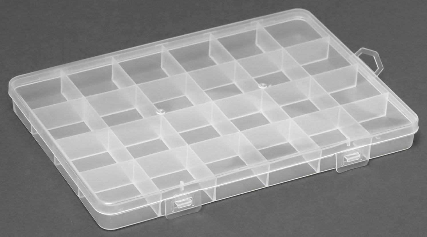 Контейнер для декора, 24 ячейки, 19 × 13 × 1,8 см, цвет прозрачный