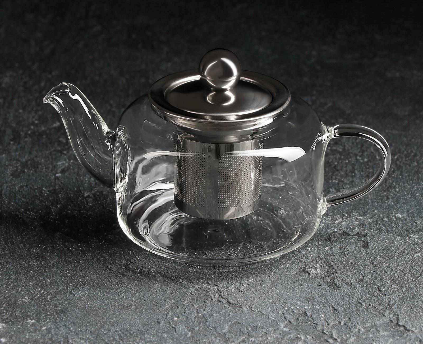 Чайник стеклянный заварочный с металлическим ситом «Калиопа» 350 мл,