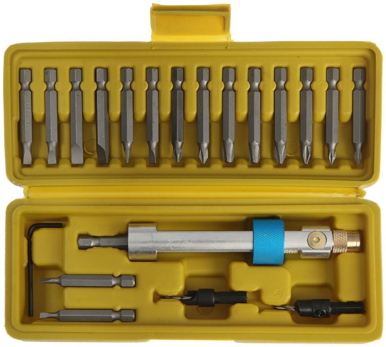 Набор сверл и бит ТУНДРА, с поворотным адаптером 