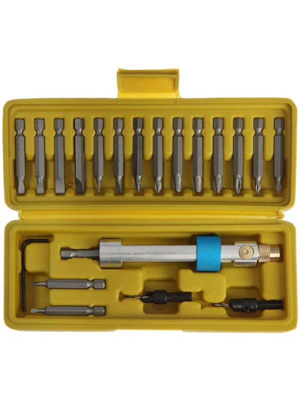 Набор сверл и бит ТУНДРА, с поворотным адаптером 