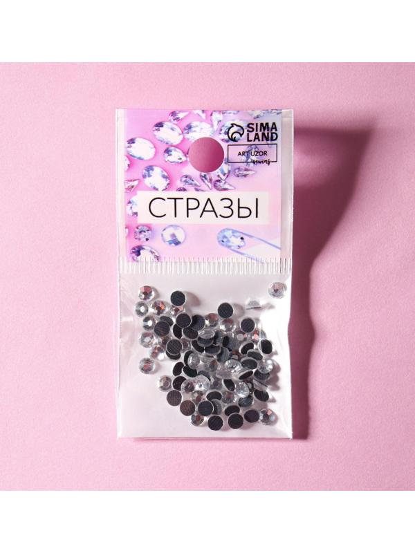 Стразы термоклеевые «Круг», стеклянные, d = 4 мм, 100 шт, цвет серебряный