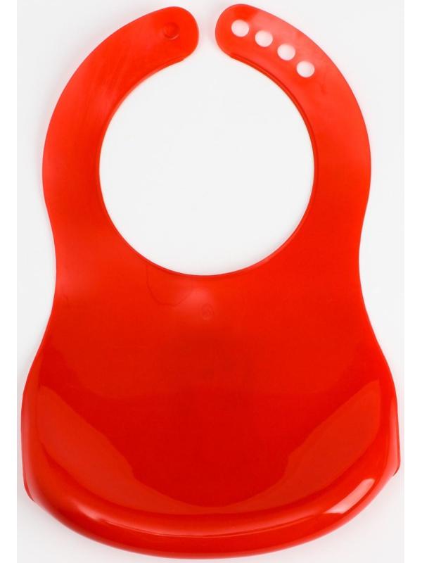 Нагрудник для кормления «Жирафик» пластиковый с карманом, цвет красный