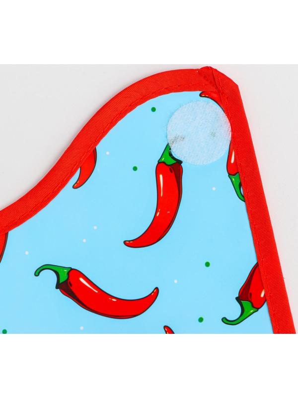 Нагрудник для кормления «Перчик» непромокаемый на липучке, с карманом