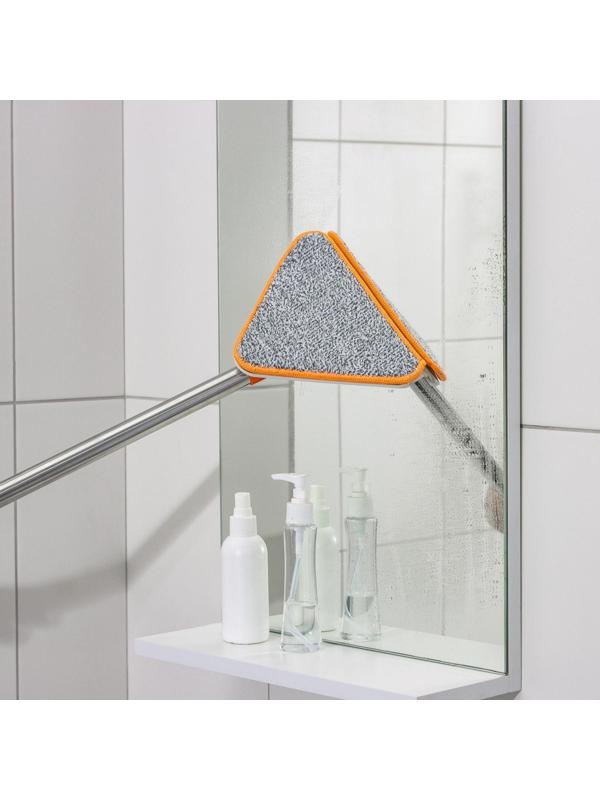 Окномойка фигурная, стальная ручка, 2 секции, 102 см, насадка из микрофибры 20×15 см