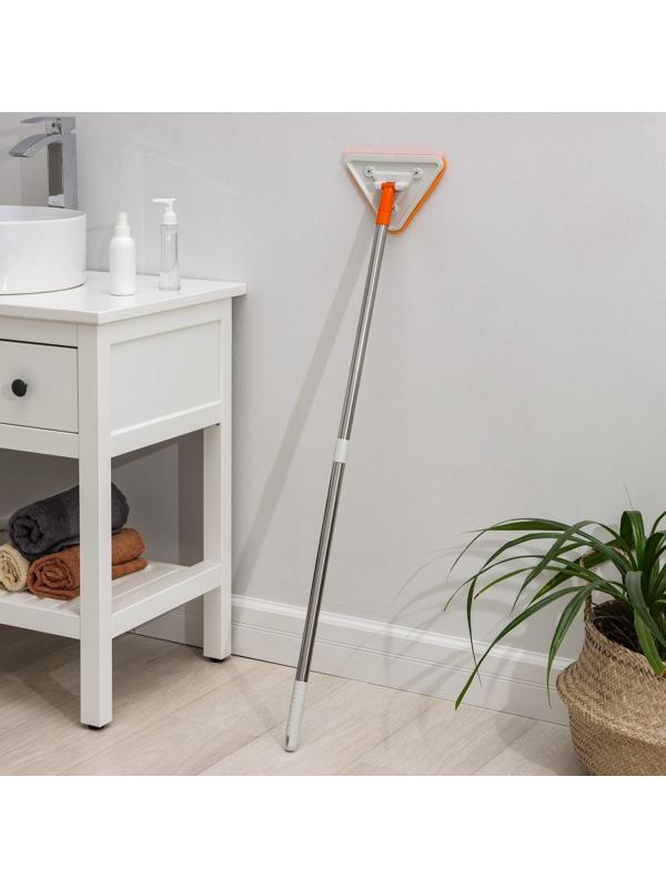 Окномойка фигурная, стальная ручка, 2 секции, 102 см, насадка из микрофибры 20×15 см