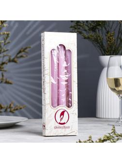 Набор свечей античных, 2,3х 24,5 см, 5 ч, 55 г, 4 штуки, сиреневая