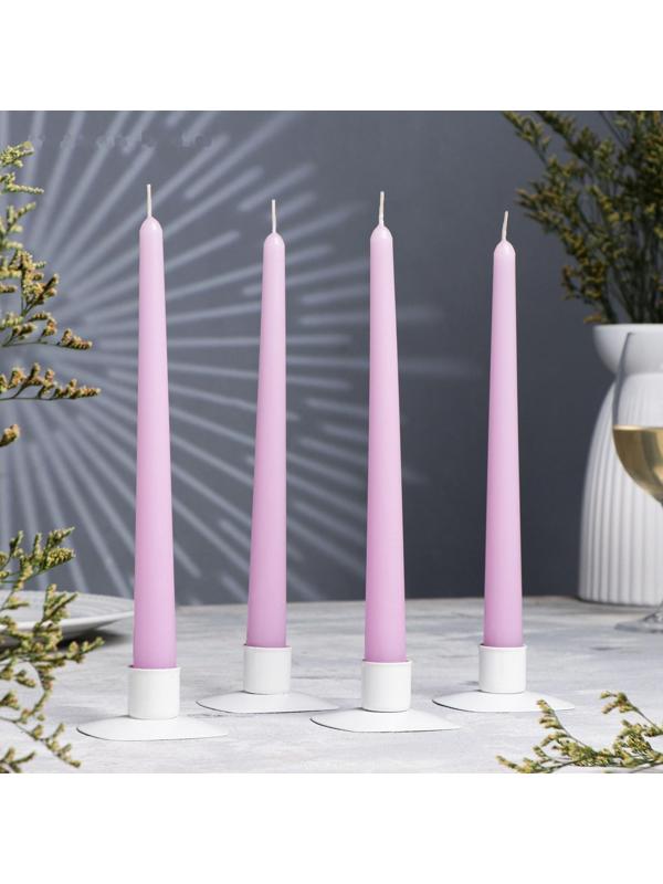Набор свечей античных, 2,3х 24,5 см, 5 ч, 55 г, 4 штуки, сиреневая