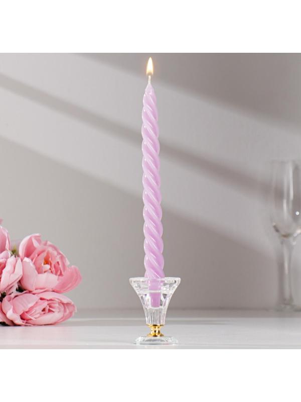 Набор свечей витых, 2,3х 24,5 см, 5 ч, 50 г, 4 штуки, сиреневый