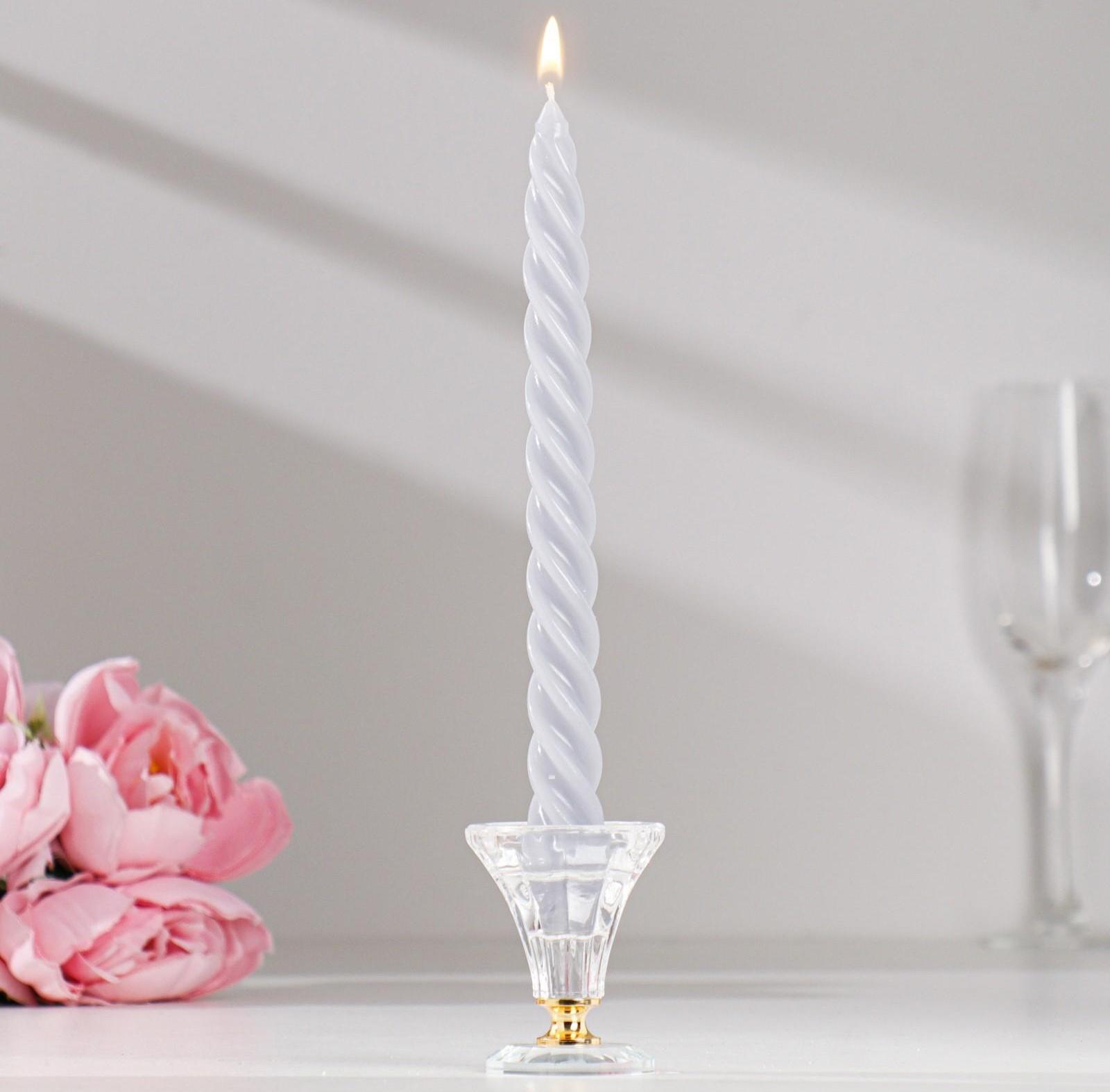 Набор свечей витых, 2,3х 24,5 см, 5 ч, 50 г, 4 штуки, серый