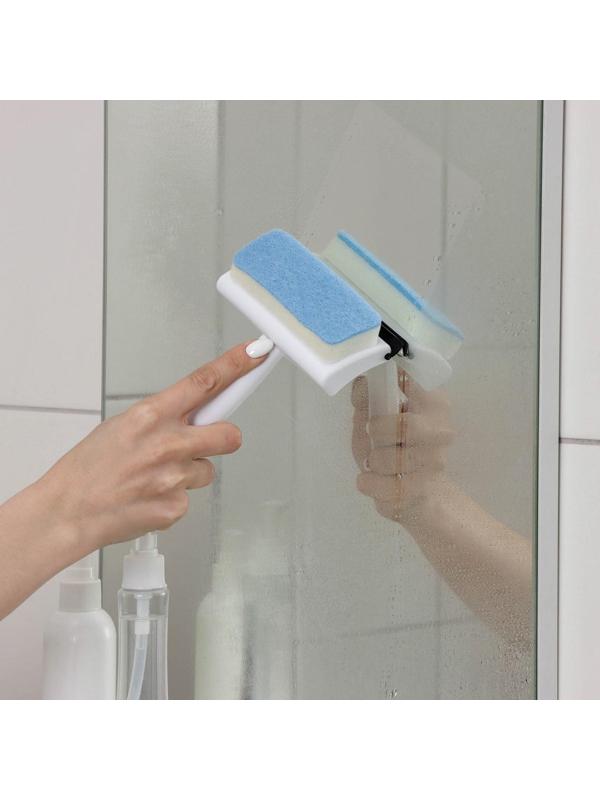 Окномойка с поролоновой насадкой Доляна «Компакт», для зеркал, стекол и душевых кабин, 12×18×4 см