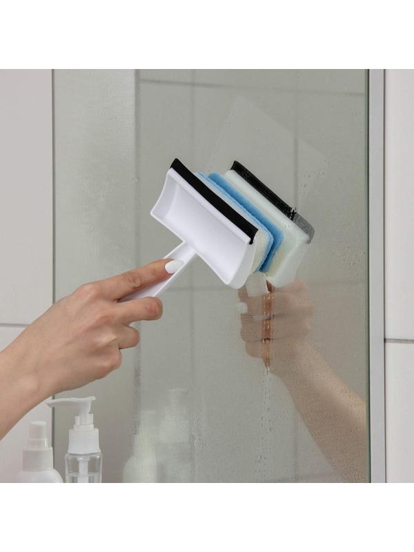 Окномойка с поролоновой насадкой Доляна «Компакт», для зеркал, стекол и душевых кабин, 12×18×4 см