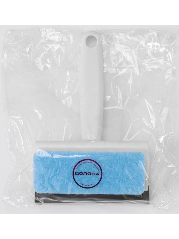 Окномойка с поролоновой насадкой Доляна «Компакт», для зеркал, стекол и душевых кабин, 12×18×4 см